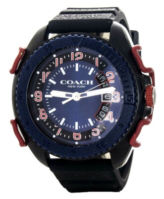Coach Men's Blue Dial Rubber Band Quartz Watch 14602449