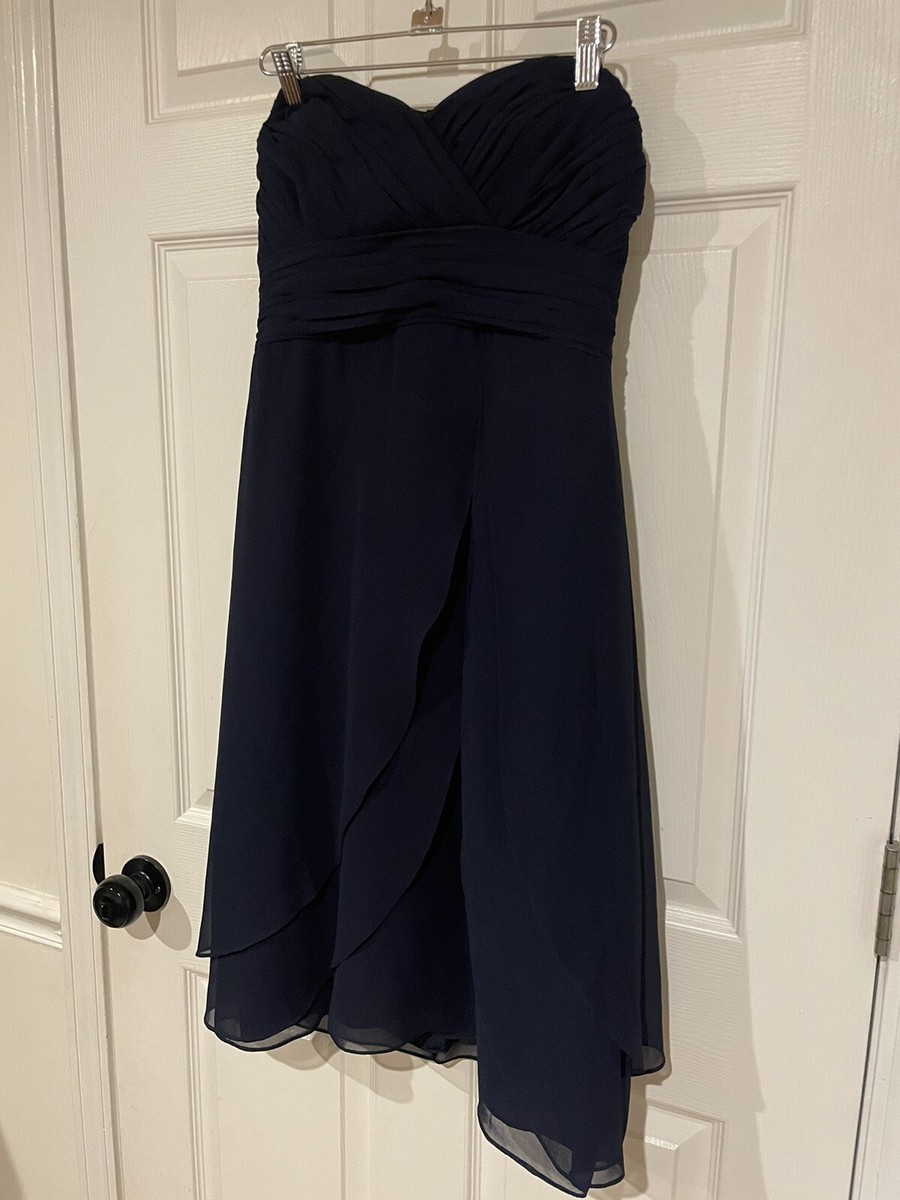bill levkoff navy blue bridesmaid dress NWOT Bill Levkoff Size 10 Bridesmaid Maxi Dress Navy Blue Chiffon Sleeveless