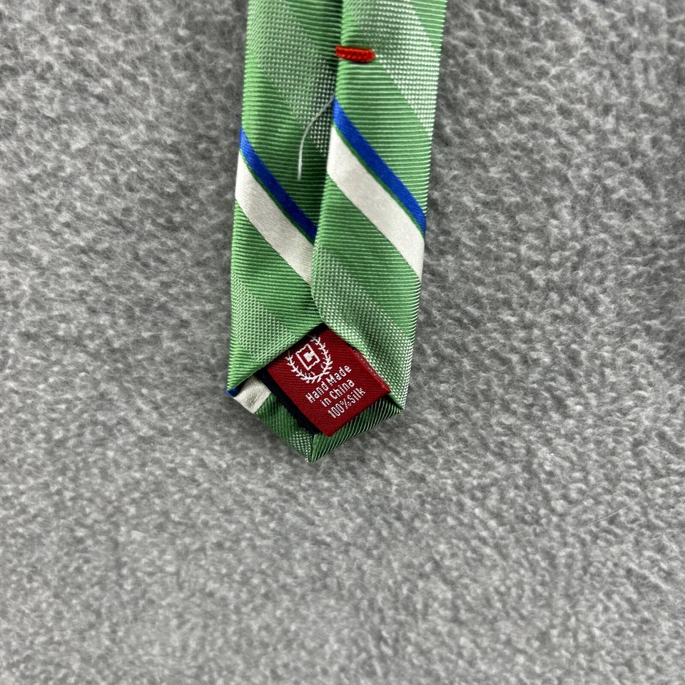 Corbata Chaps Ralph Lauren Para Hombre Verde Rayas Horizontal Hecha a Mano 100% Seda Foto 3 de 4