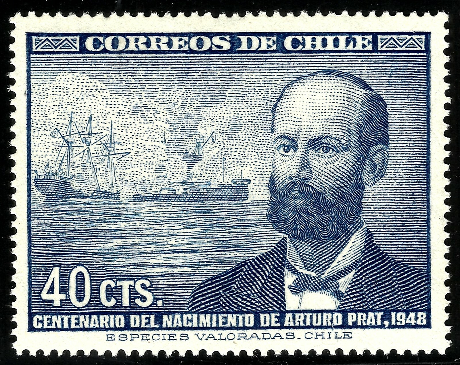 CHILE, CAPTAIN ARTURO PRAT CHACÓN, YEAR 1948, MNH.