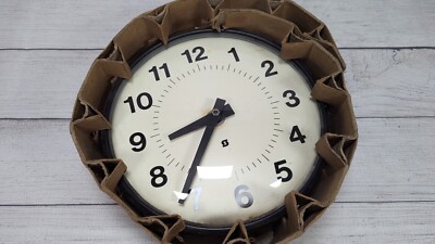 New! Vintage Simplex Model 2310 School Clock Metal + Glass MCM Industrial Clock