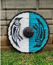 Assassins Creed Valhalla Escudo Vikingo 24" Medieval Redondo Acero Madera Juegos con disfraces LAR