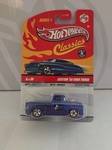 Hot Wheels Classics Series 5 #6 Custom '56 Ford Truck in Blue - Redline 5 Spokes