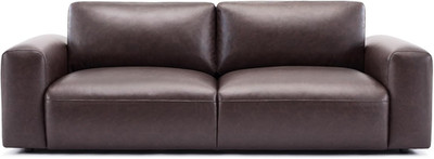 95'' Chocolate PU Leather Sofa, Comfy 3-Seater with Deep Seats and Wide Arms