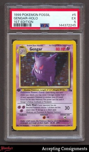1999 Pokemon Fossil 1st Edition #5 Gengar HOLO RARE PSA 5 EX