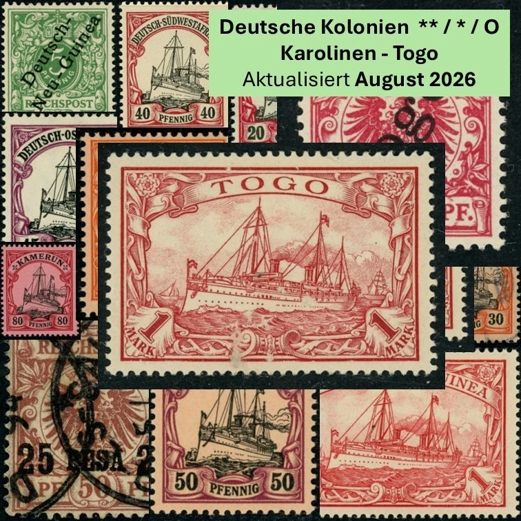 Deutsche Kolonien  Teil 2  Karolinen - Togo: Postfrisch, Ungebraucht, Gestempelt - Bild 1 von 1