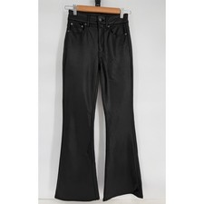 American Eagle Womens Black Vegan Leather High Waisted Flare Leg Pants 24x30.5