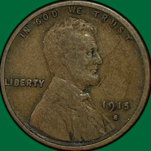 1915-S Lincoln Wheat Cent Very Good VG Coin, Faint Scratch #36790