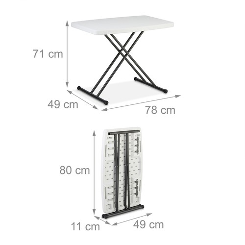 Tavolo Pieghevole Campeggio Giardino Tavolino Esterno HLP 71 x 78 x 49 cm Bianco - Foto 4 di 9