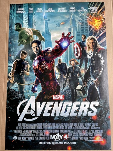 AVENGERS Double Sided Movie Theatre Sheet Poster. Great Condition. Minor Wear!