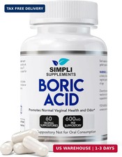 60 Boric Acid Suppositories for Women | BV Treatment for Women | Ph Balance Pill