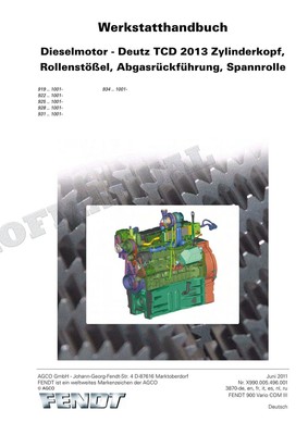 FENDT Dieselmotor Deutz TCD 2013 919 922 925 928 931 934 Werkstatthandbuch