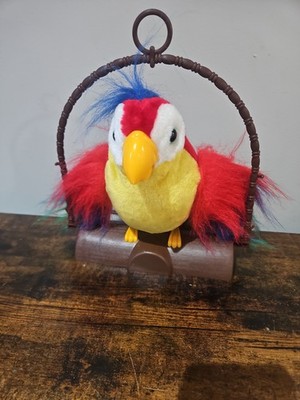 Vintage Gemmy Industries Animated Pete the Repeat Parrot Hang Sit Perch 1991