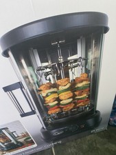 Quest Vertical Electric Rotisserie Grill 1500W 7 Skewers Timer Black Steel
