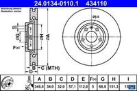 2X Bremsscheibe ATE 24.0134-0110.1 2 Bremsscheiben Vorderachse Vorne