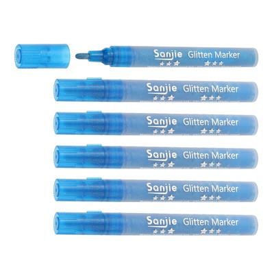 6 Pcs Metallic Marker Pens - Shine Paint Ink Medium Tip, for DIY(Sky Blue)