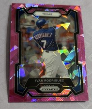 2024 Panini Prizm Baseball Pink Cracked Ice #244 Ivan Rodriguez Texas Rangers