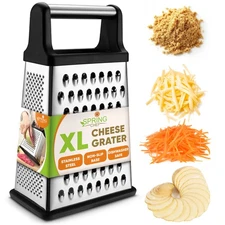 Professional Cheese Grater - Stainless Steel, XL Size, 4 Sides - Perfect Box ...