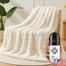 Heated Weighted Blanket W/ 6 Heat Settings Faux Fur Cozy Electric Throw New