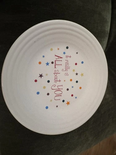 Fiesta 9" Luncheon Plate "it really Is ALL about YOU" Homer Laughlin Stars Dots