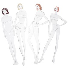 4 Pcs Female Figure Drawing Template Plastic Rulers Pattern Set