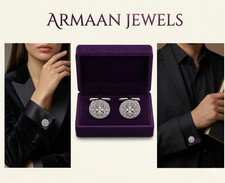 CUFFLINKS STEEL Platinum filled Lab-Created Diamond cut cuffs FOR MEN/WOMEN/UK/S