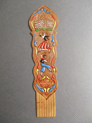 Leather BOOKMARK Mallorca Balearic Islands Spain Embossed Flamenco Dancers TAN
