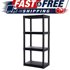 4-Shelf Standard Duty Plastic Storage Shelves, 48" x 21" x 14", 200lb Capa