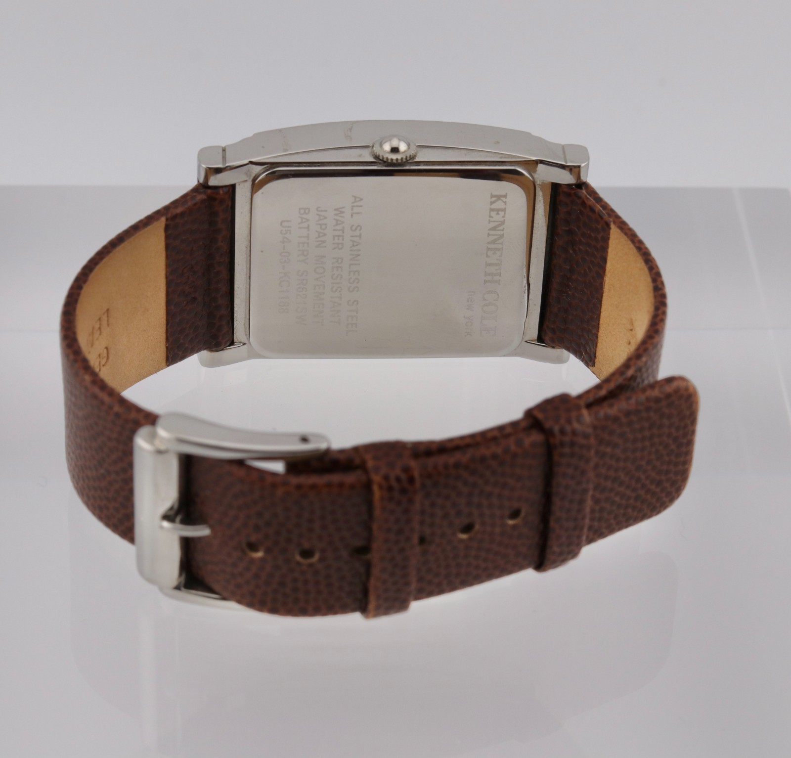 Kenneth Cole Rectangular Cream Dial Brown Leather… - image 4