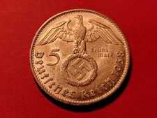 NAZI GERMANY THIRD REICH 5 REICHSMARKS SILVER 1938-D BU