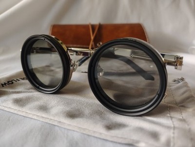 Steampunk Adjustable Tint Sunglasses ND400 Polarized Round Cyberpunk Glasses NEW