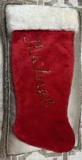 MICHAEL CHRISTMAS STOCKING RED 21" CUTE HOLIDAYS XMAS