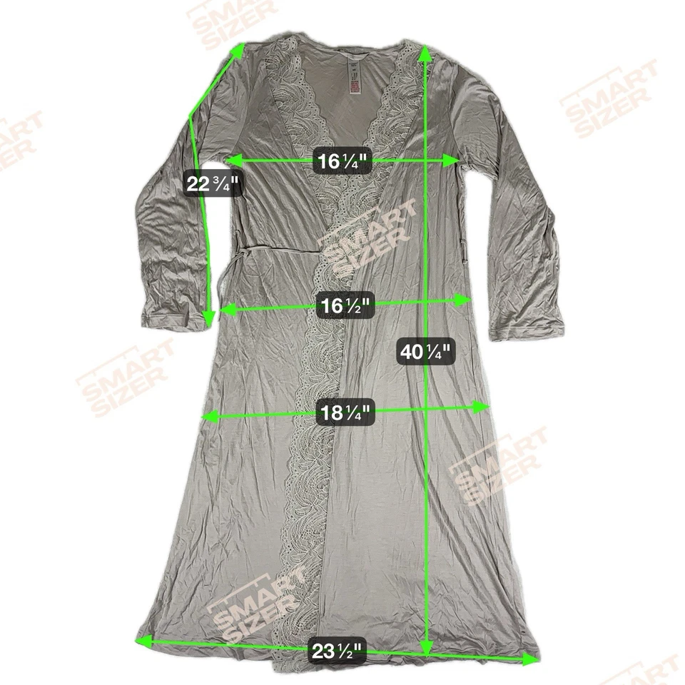 Women’s Hanro Robe Size XS Gray Lace Trimmed EUC No Belt Included - Image 4 of 4