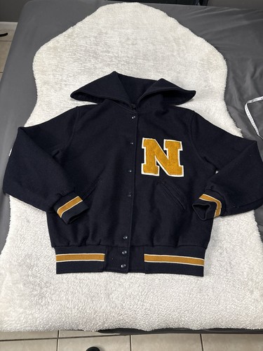 Vintage The Original Holloway Mens Wool Zip Varsity Jacket Large Navy Letter N - Image 1