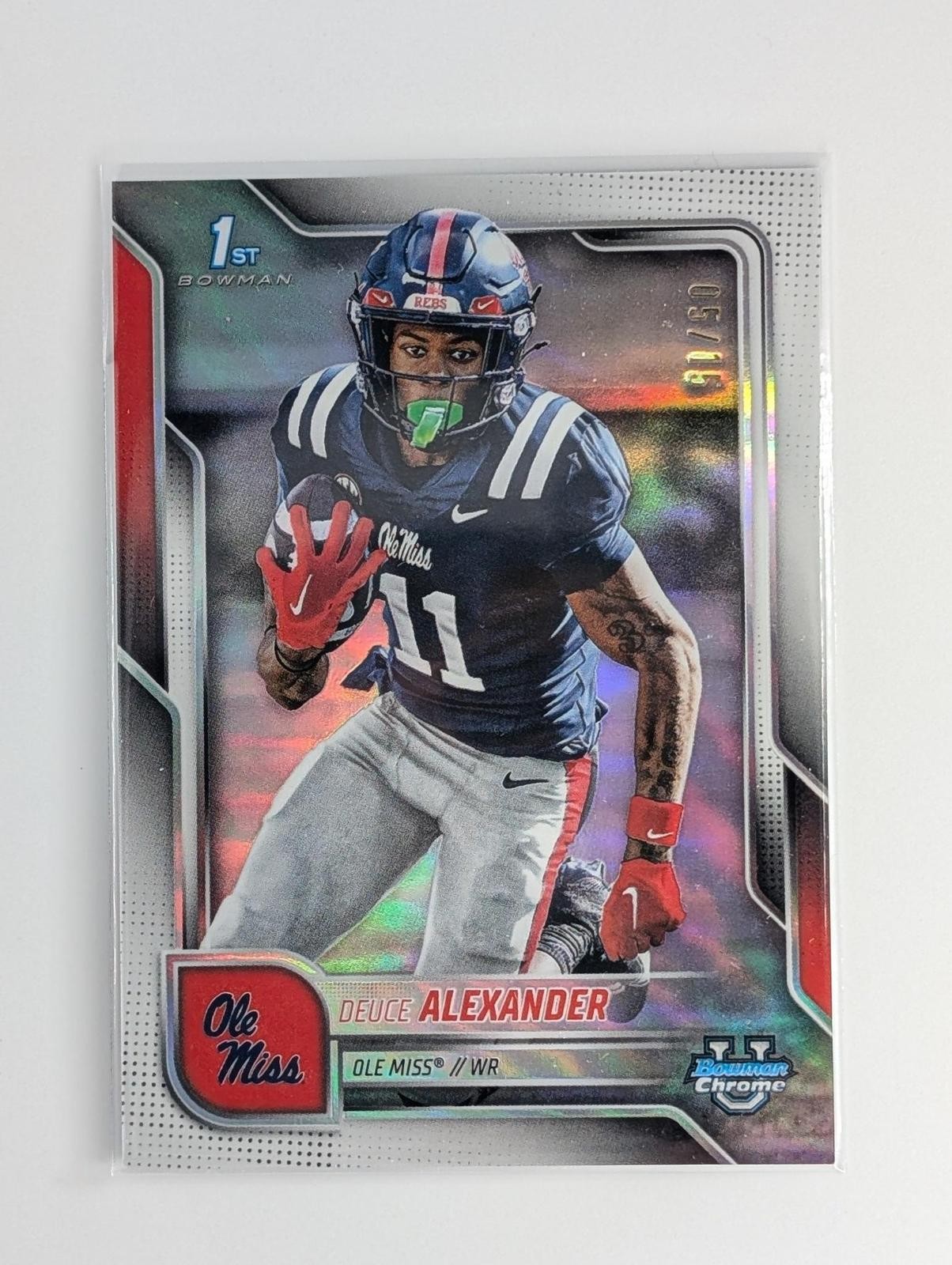 2025 Bowman University Chrome #81 Deuce Alexander White Refractor #/15