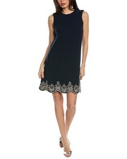 Oscar De La Renta Sleeveless Crystal Scallop Embellished Silk-Lined