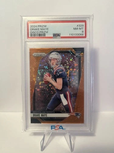 2024 Panini Prizm - Rookies Drake Maye #329 Disco Prizm (RC) PSA 8