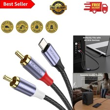 6.6FT Braided USB-C to RCA Male Cable for Lossless Audio Streaming