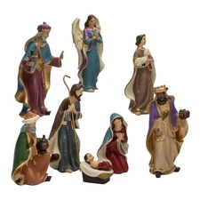 Kurt Adler 6.25" Resin Nativity Scene Set of 8 Christmas Figurines Decor
