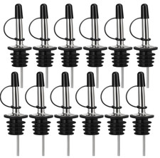 12 Pack Liquor Pour Spout, Stainless Steel Classic Bottle Pourers with Rubber Du