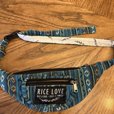 Rice Love Buy A Bag Feed A Family Fanny Pack Belt Bag Recycled Boho blue