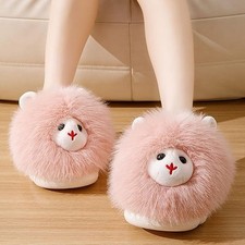 NEW Cute Fluffy Sheep Slippers Animal Slides Cartoon Womens Plush Cozy Shoes 7-8