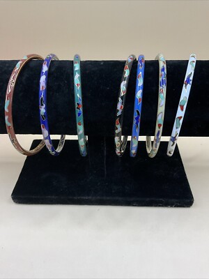 Vintage Clorisonne  Bangle bracelets set of seven in the box