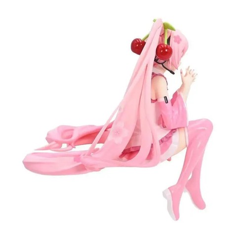 Figura Anime Hatsune Miku Vestido Rosa Postura Sentada PVC Modelo Juguetes de Acción - Imagen 11 de 12