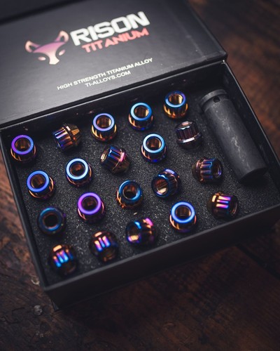 Rison Titanium Lug Nuts Open End Lug Nuts 12 Point GR5 Ti M12 M14 Lug Nut 20PCS - Picture 23 of 79