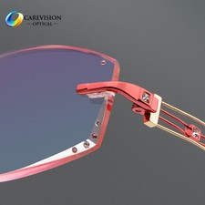 Designer Womens Rimless Cutting Edge Tinted Lens Reading Glasses 1.00 to 4.00