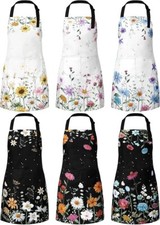 6 Pcs Kitchen Aprons with Pockets Women Holiday Winter Spring Aprons Gifts Favor