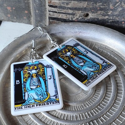Tarot Card Design Earrings High Priestess Oracle Archetype Conversation Starter