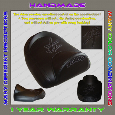 Rear (Black+Black+Gray-glow-effect) Custom Seat COVER Suzuki Hayabusa 99-07 2pil