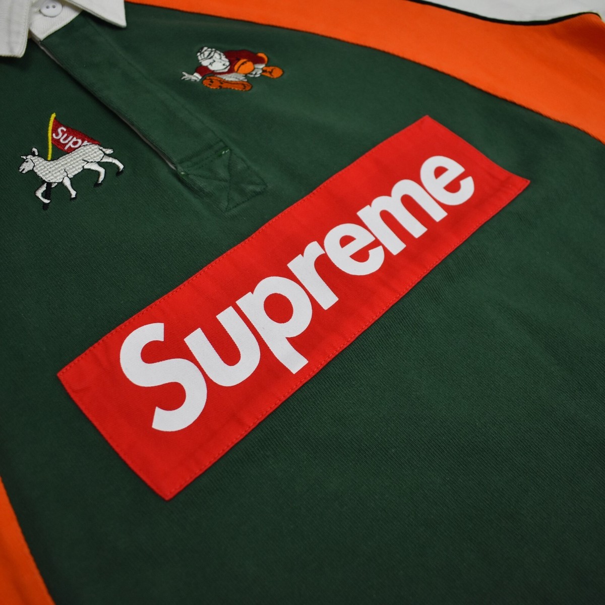 NWT Supreme Big Box Logo Paneled Rugby Shirt Polo Multicolor NWT Supreme Big Box Logo Paneled Rugby Shirt Polo Multicolor